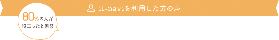 ii-naviを利用した方の声 80%の人が役立ったと回答